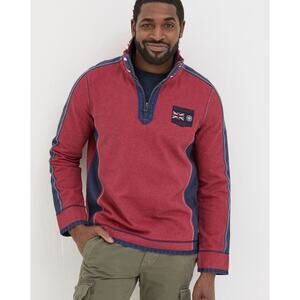 FatFace Airlie Red UK Union Jack Sweatshirt 1/4 Zip Men's 2XL
